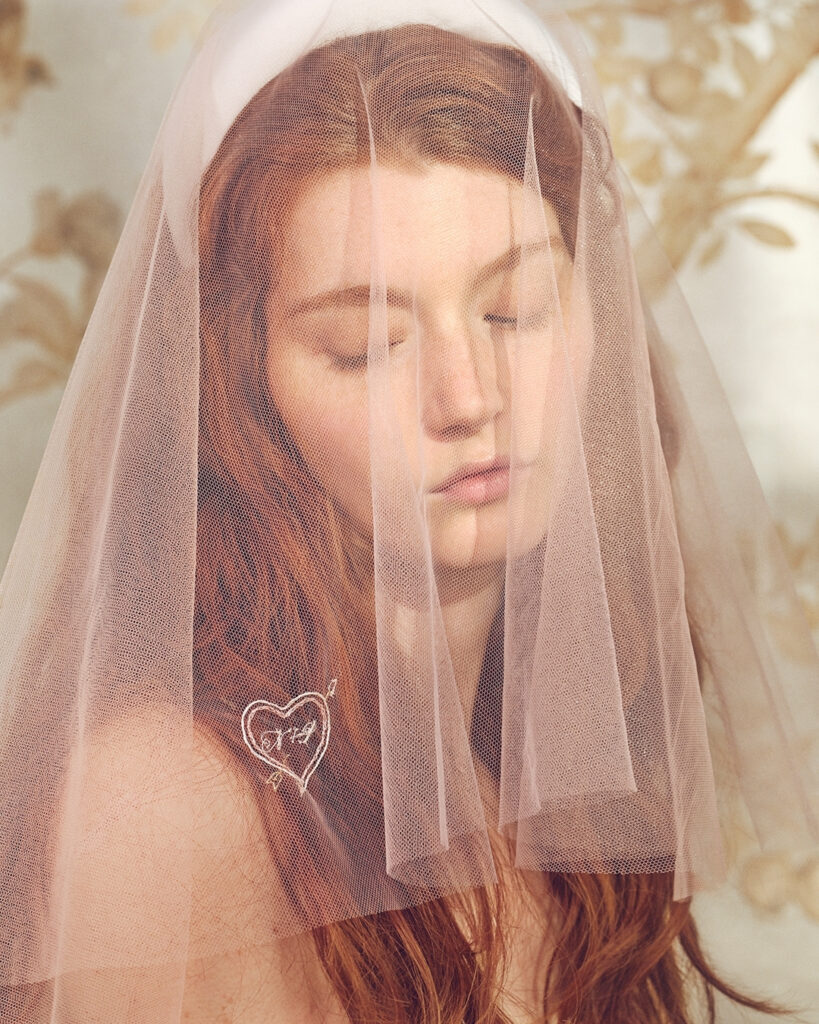 Embroidered Heart Veil