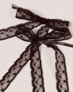 Two Dot Lace Bow Hairpins in Black, complete with engraved "HONOR" silver hairpins for attachment.